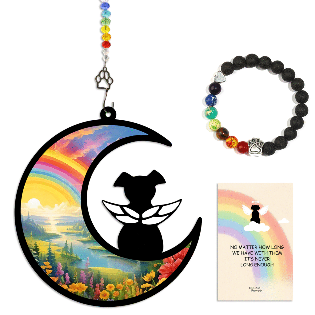 gduolapaws dog loss memorial gift suncatcher river