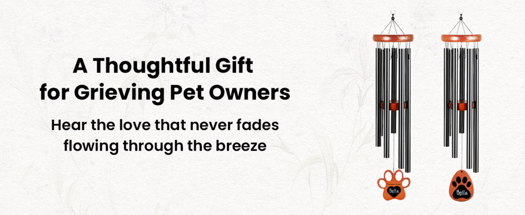 Personalized Pet Memorial Wind Chime, 26" with Sympathy Card & Bracelet