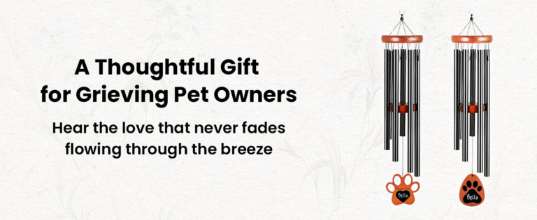 Personalized Pet Memorial Wind Chime, 26" with Sympathy Card & Bracelet